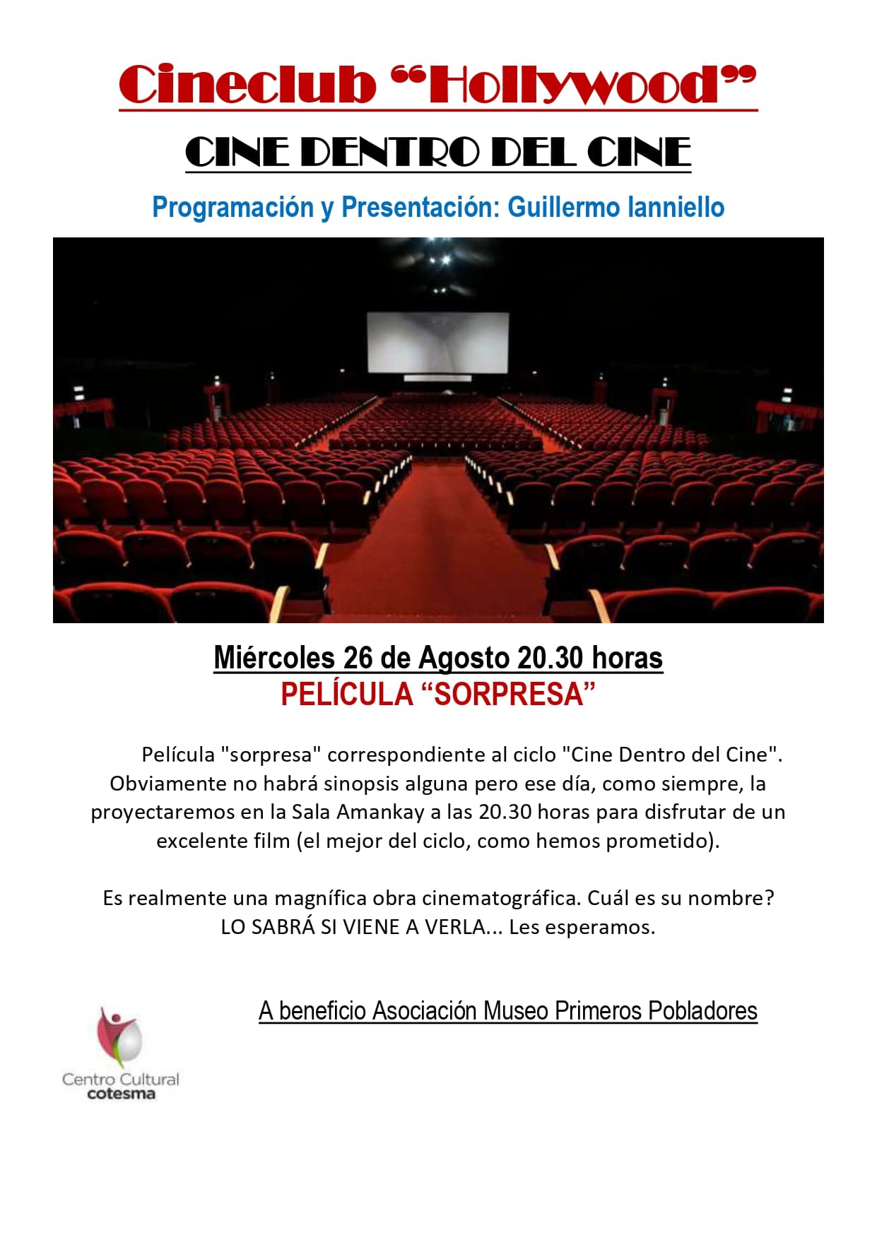 CINECLUB HOLLYWOOD cierra el ciclo “Cine dentro del Cine” con una “PELÍCULA SORPRESA”, imagen 1