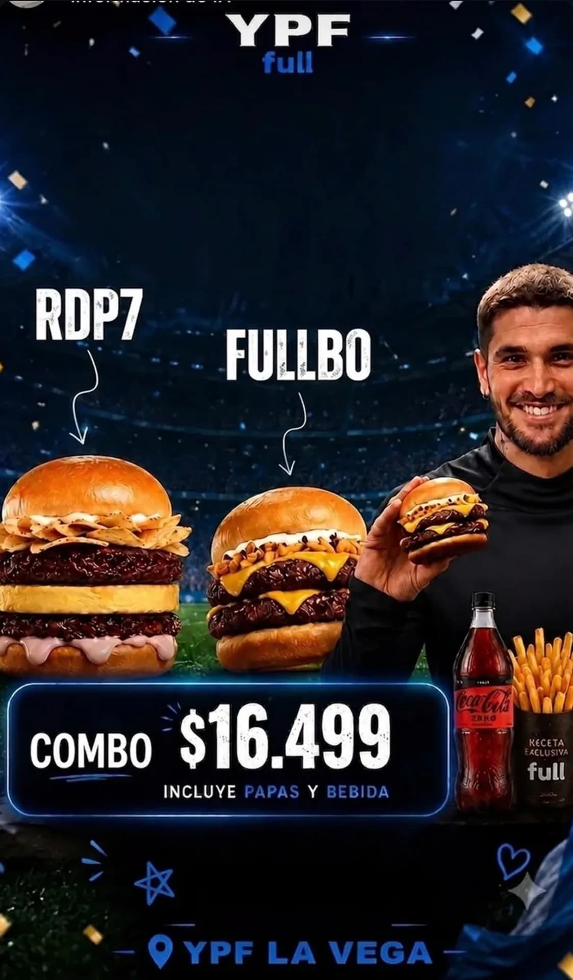 Combo de hamburguesa con papas y bebida a $16.499, imagen 1