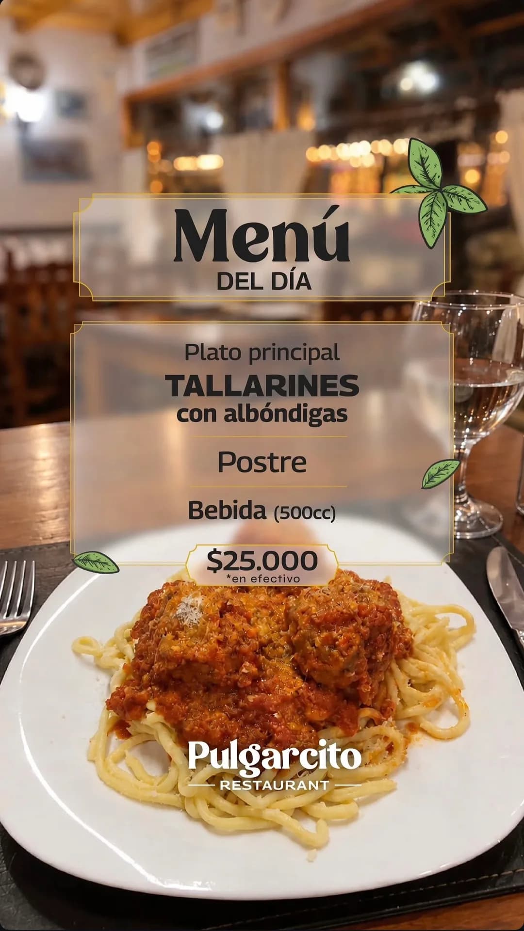 Menú del día: tallarines con albóndigas en Pulgarcito, imagen 1