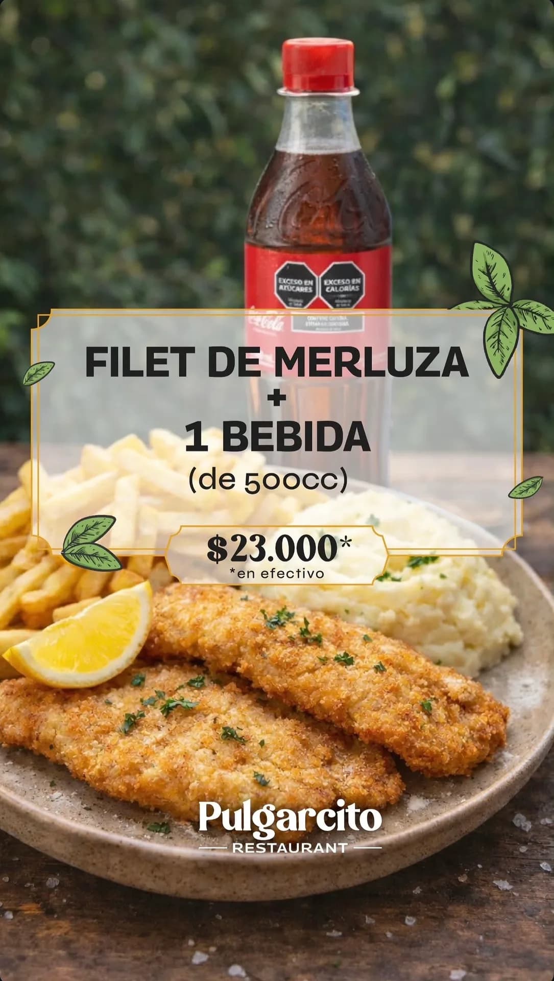 Filet de merluza con bebida por $23.000 en Pulgarcito, imagen 1