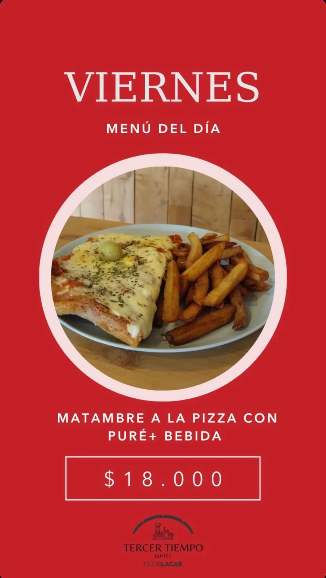 Menú del día: matambre a la pizza con puré y bebida, imagen 1