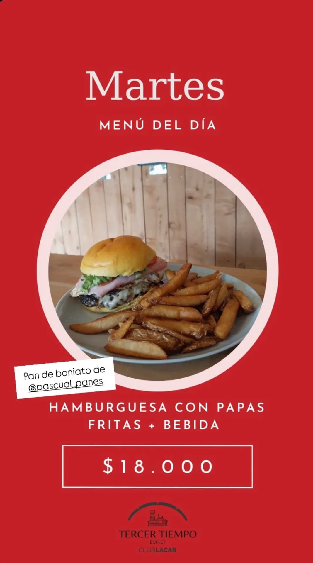 Menú del martes: hamburguesa con papas y bebida, imagen 1