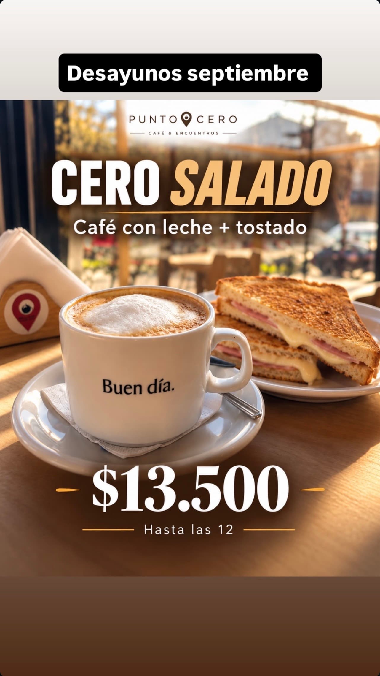 Desayuno con café con leche y tostado por $13.500, imagen 1