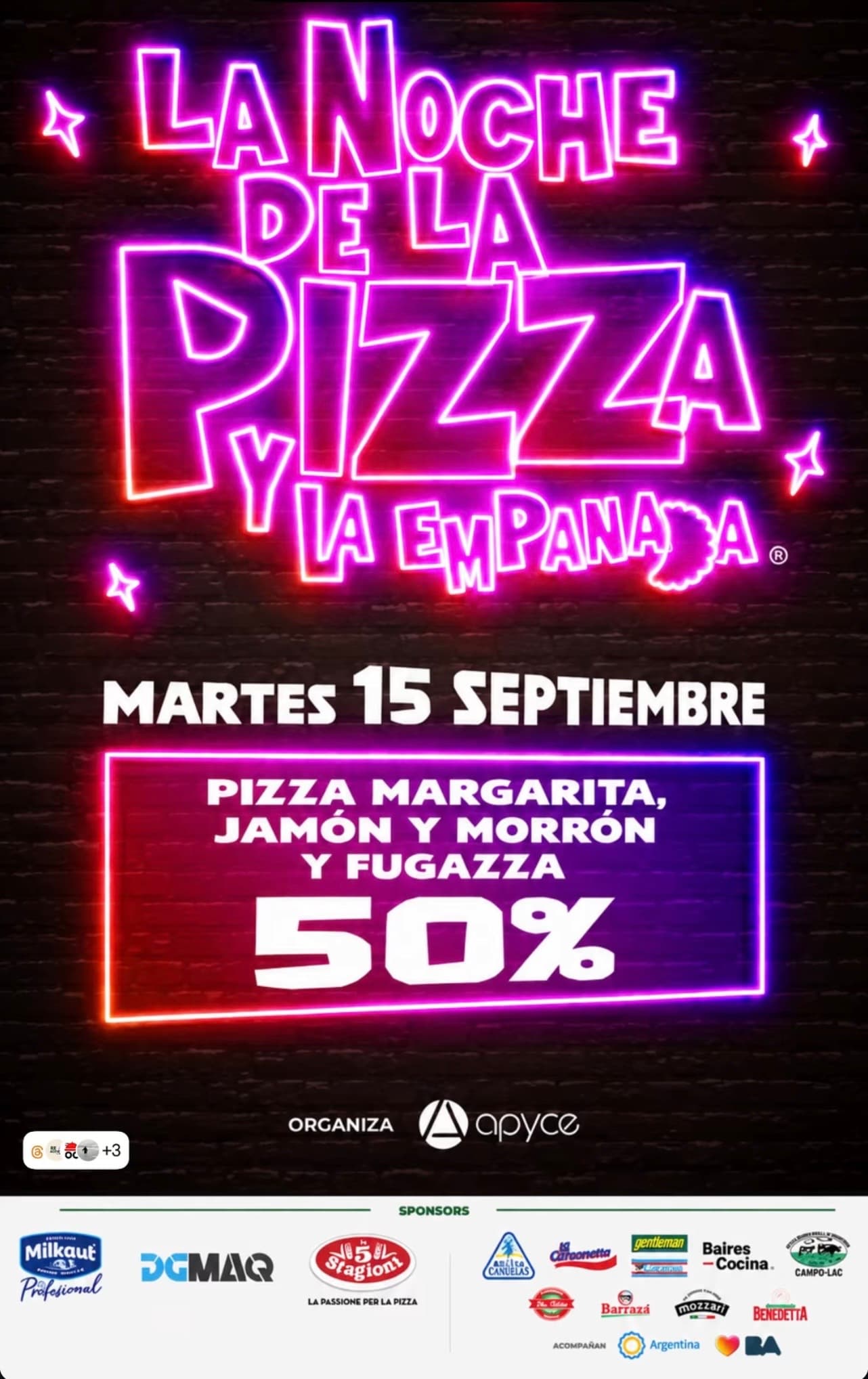 50% de descuento en pizzas por La Noche de la Pizza y la Empanada, imagen 1