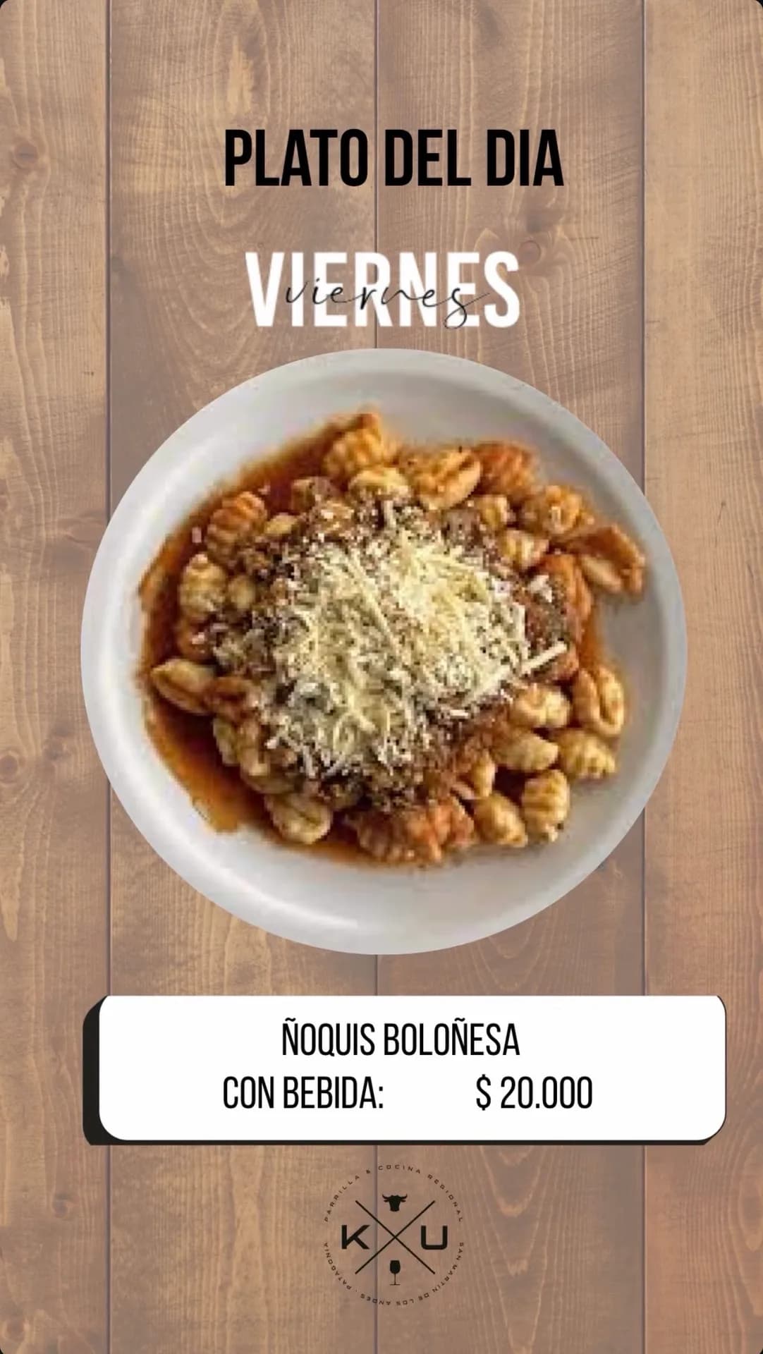 Ñoquis boloñesa con bebida por $20.000, imagen 1