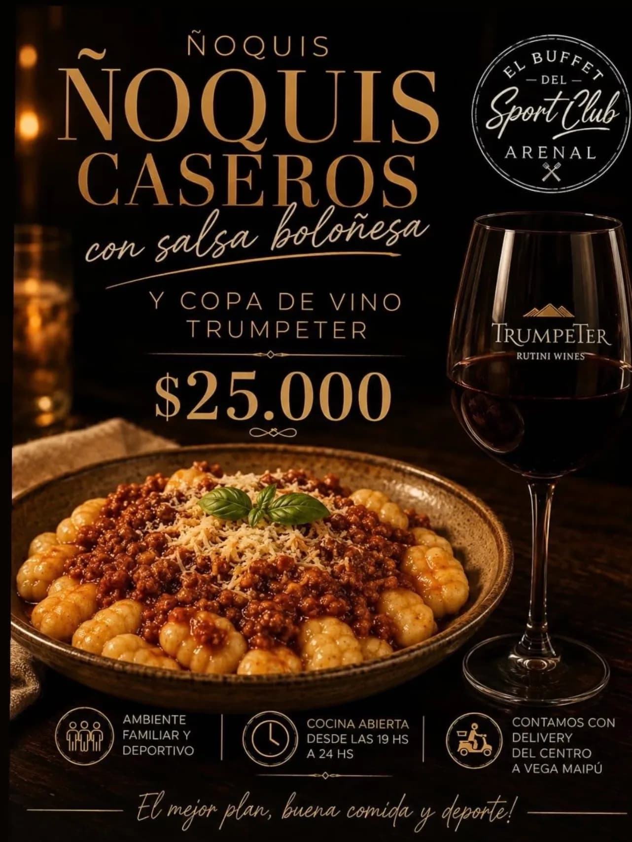 Ñoquis caseros con copa de vino por $25.000, imagen 1