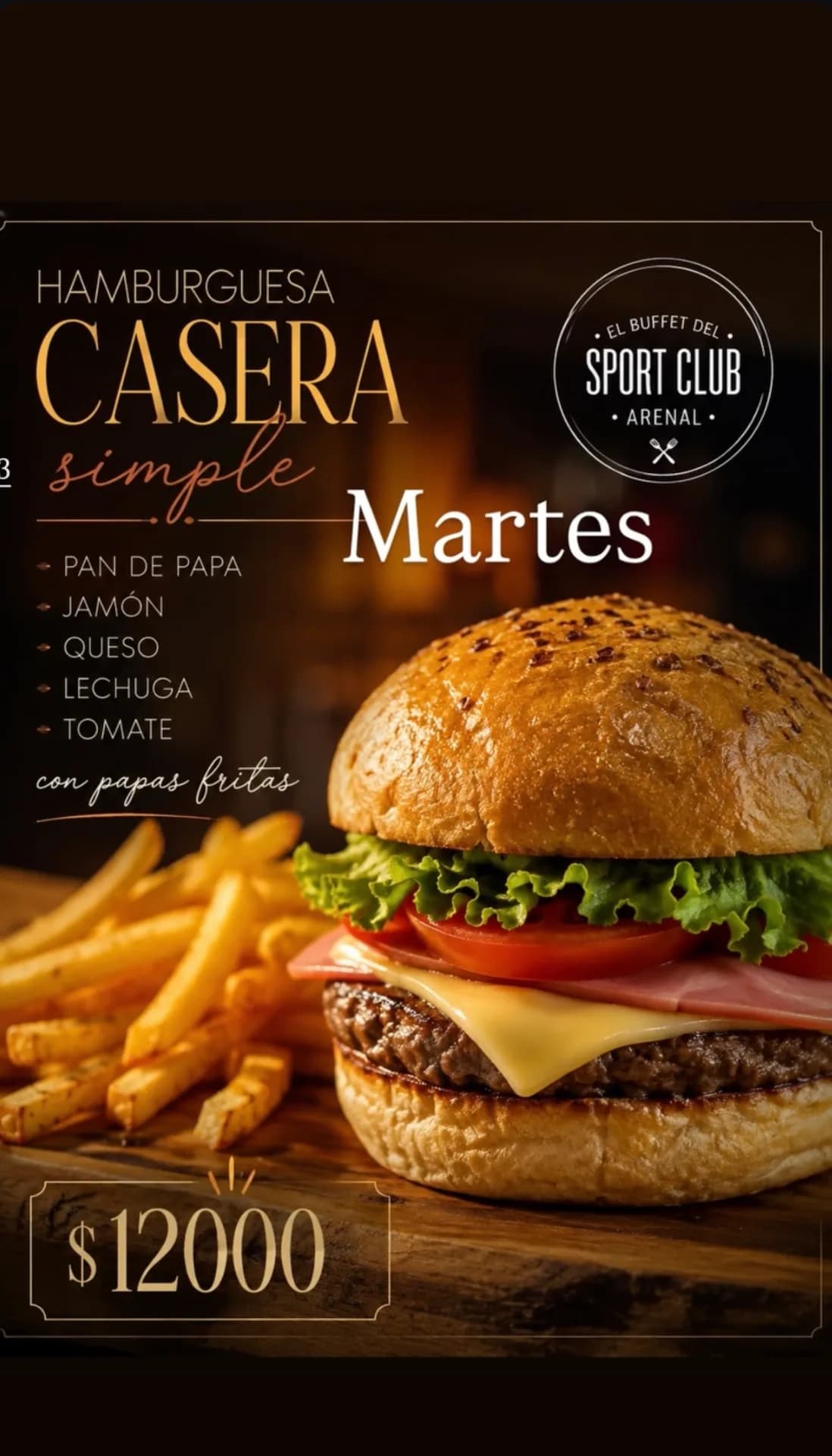 Hamburguesa casera con papas fritas, imagen 1