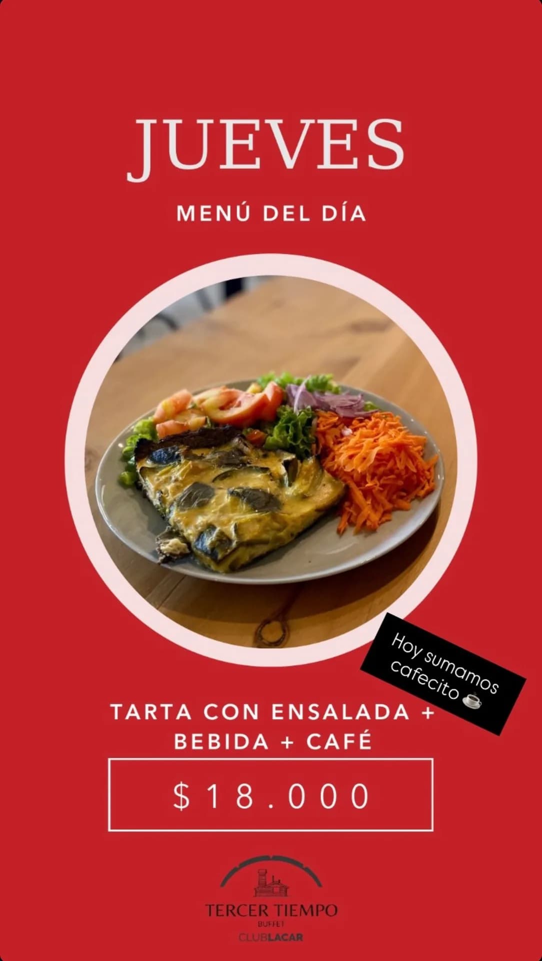 Menú del día: tarta, bebida y café por $18.000, imagen 1