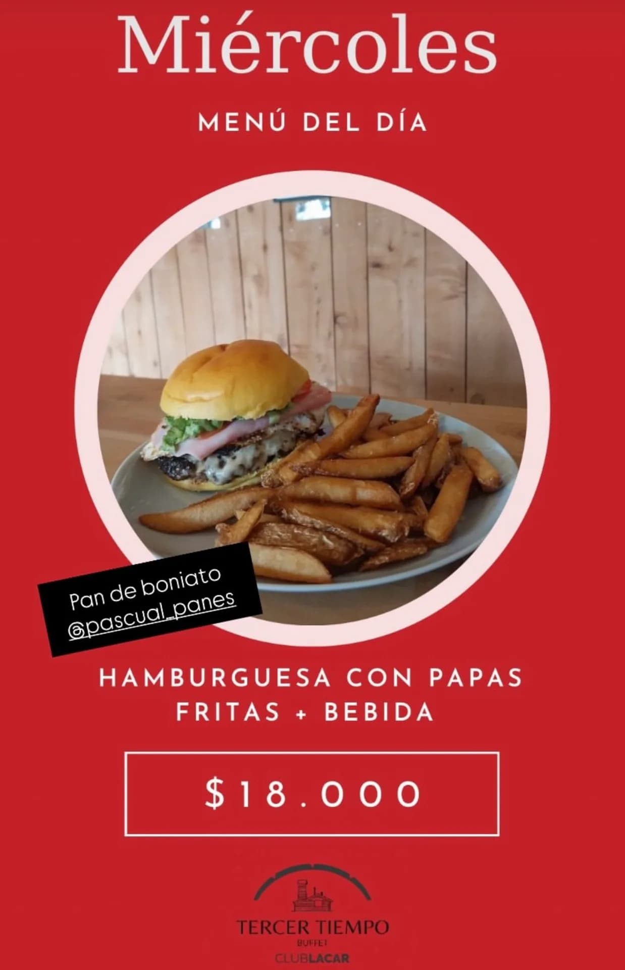 Menú del día: hamburguesa con papas fritas y bebida, imagen 1