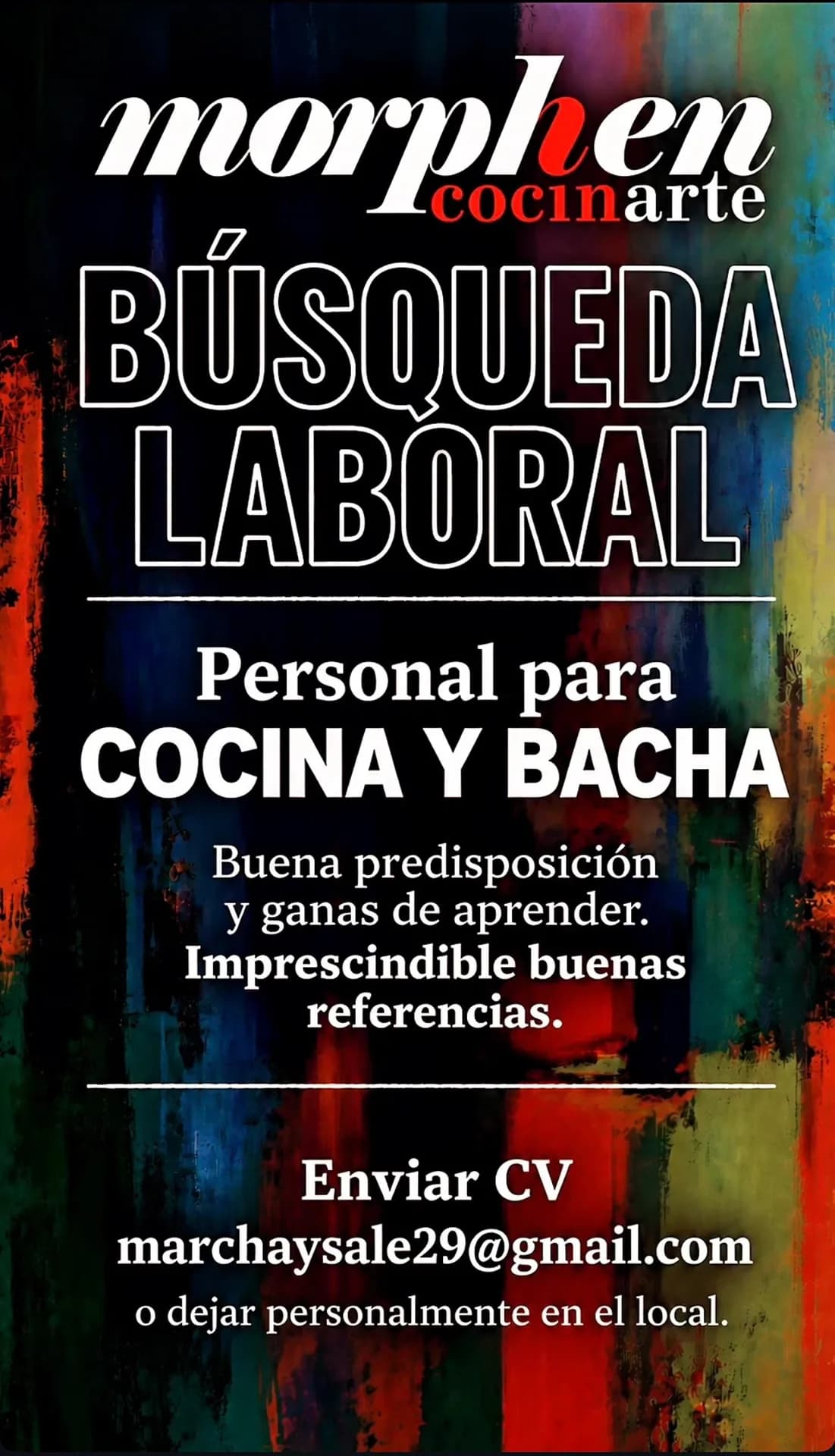 Morphen busca personal para cocina y bachа, imagen 1