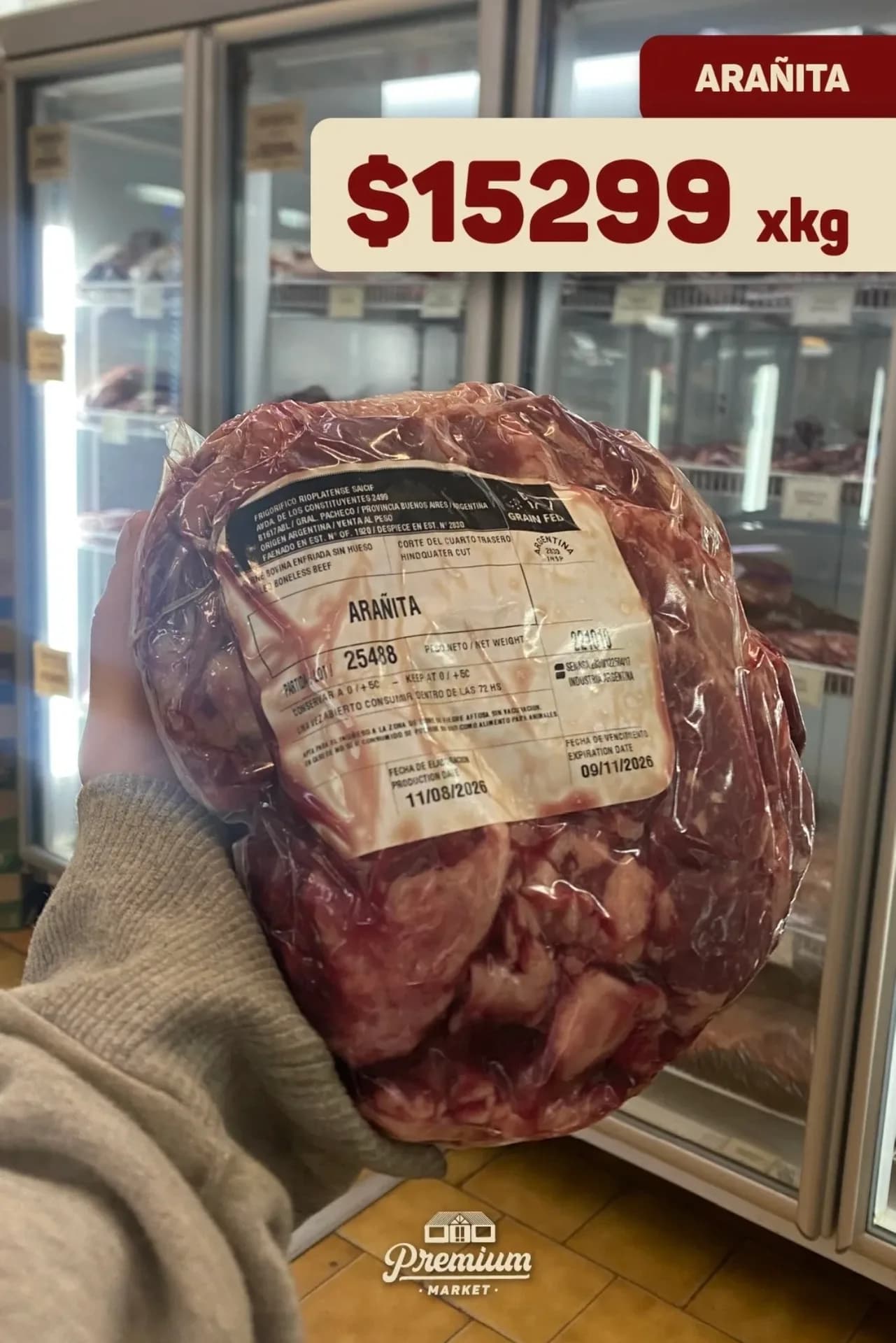 Arañita de carne vacuna a $15.299 por kilo, imagen 1