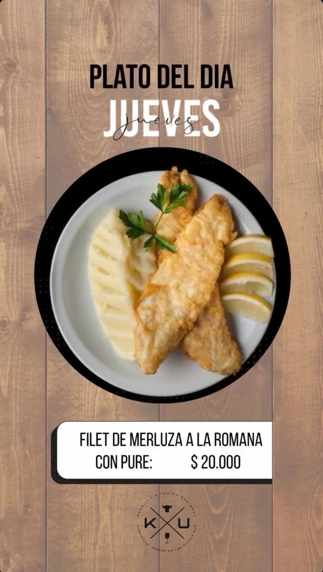 Filete de merluza a la romana con puré a $20.000, imagen 1