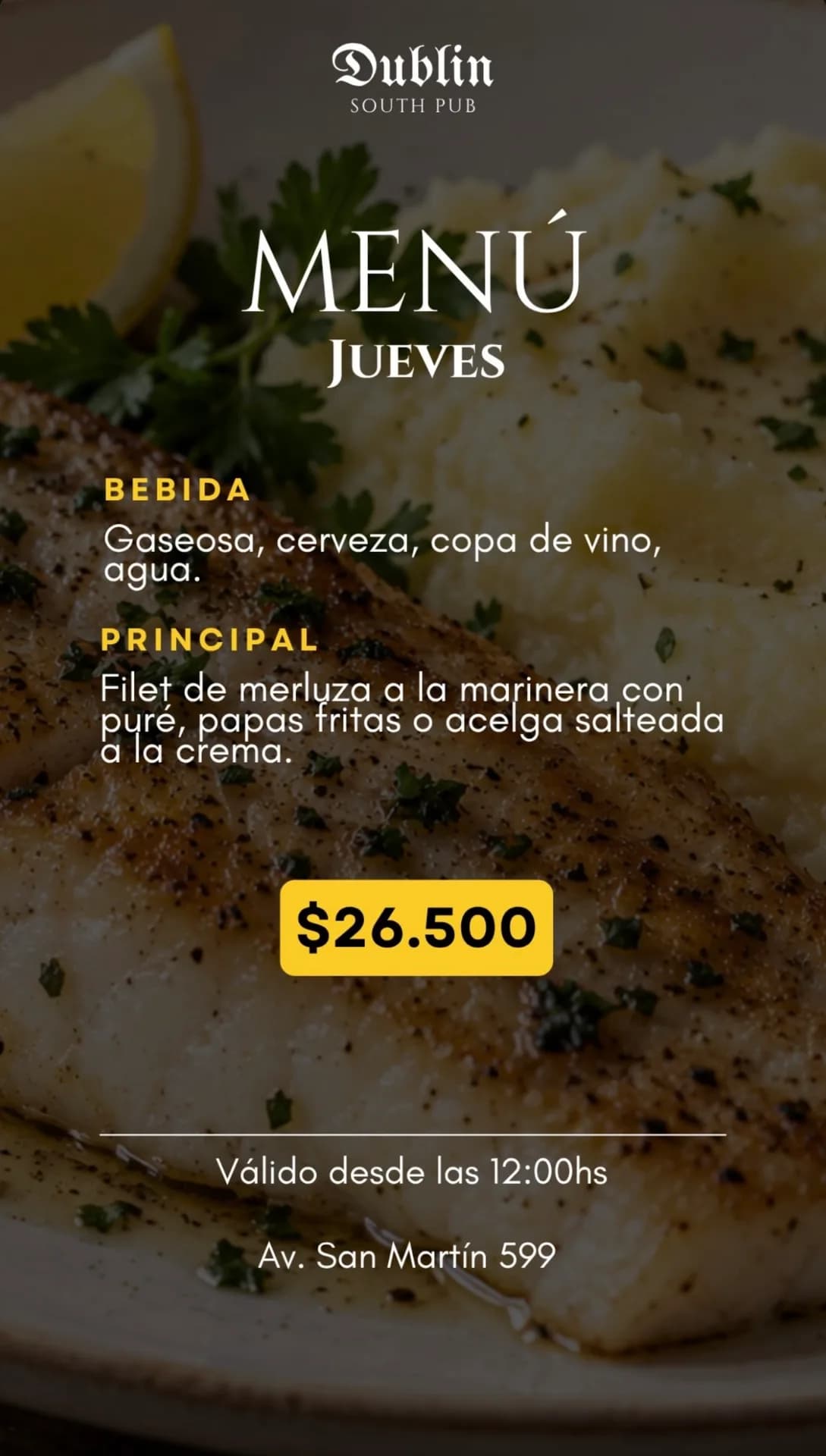 Menú de jueves con filet de merluza a la marinera, imagen 1