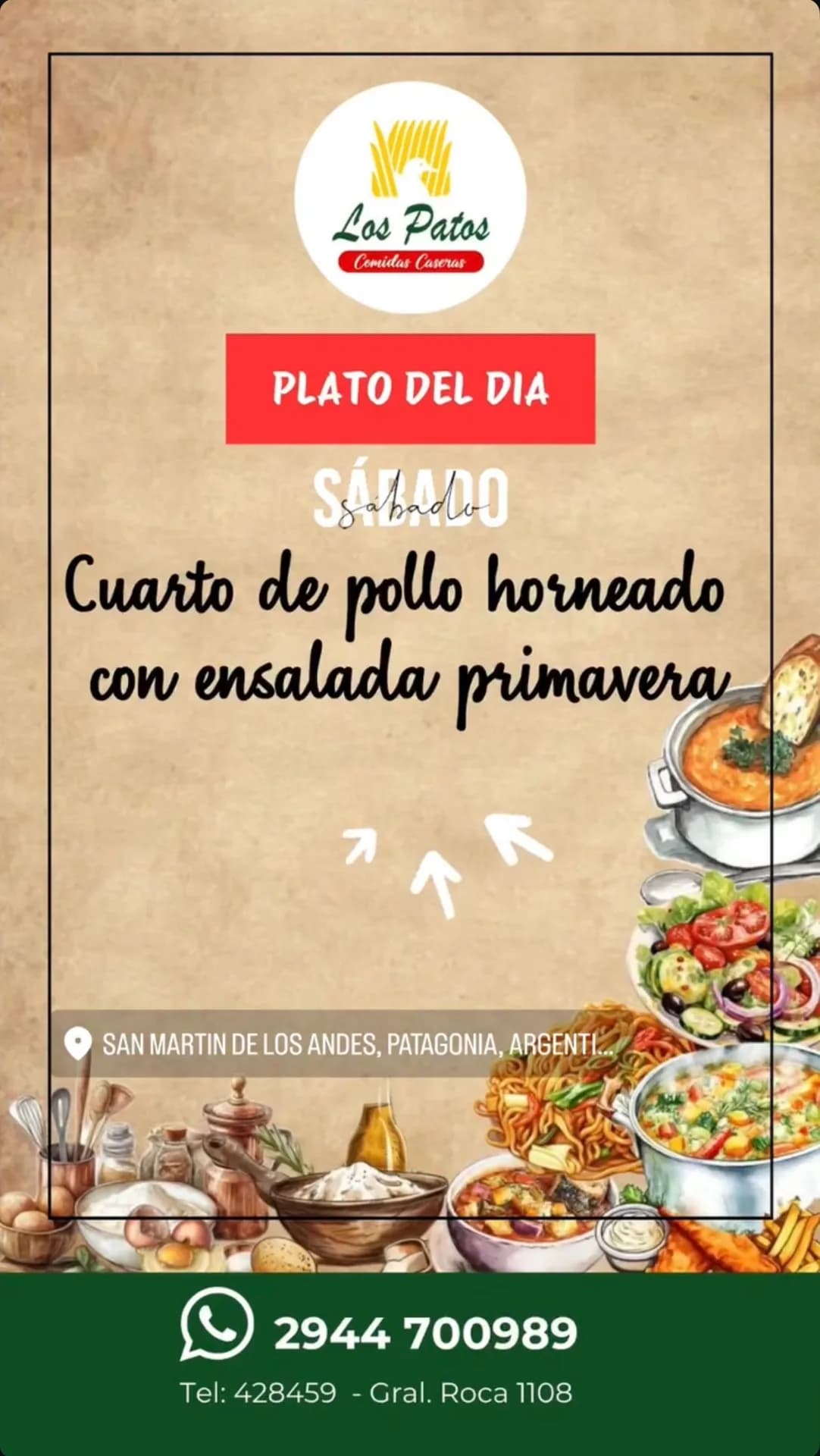 Cuarto de pollo horneado, plato del día de Los Patos, imagen 1