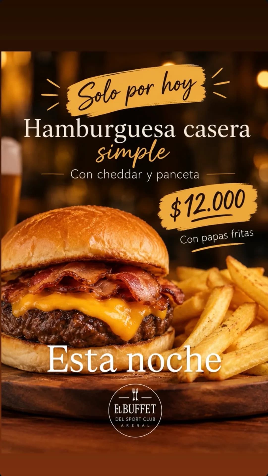 Hamburguesa casera con cheddar y panceta por $12.000, imagen 1