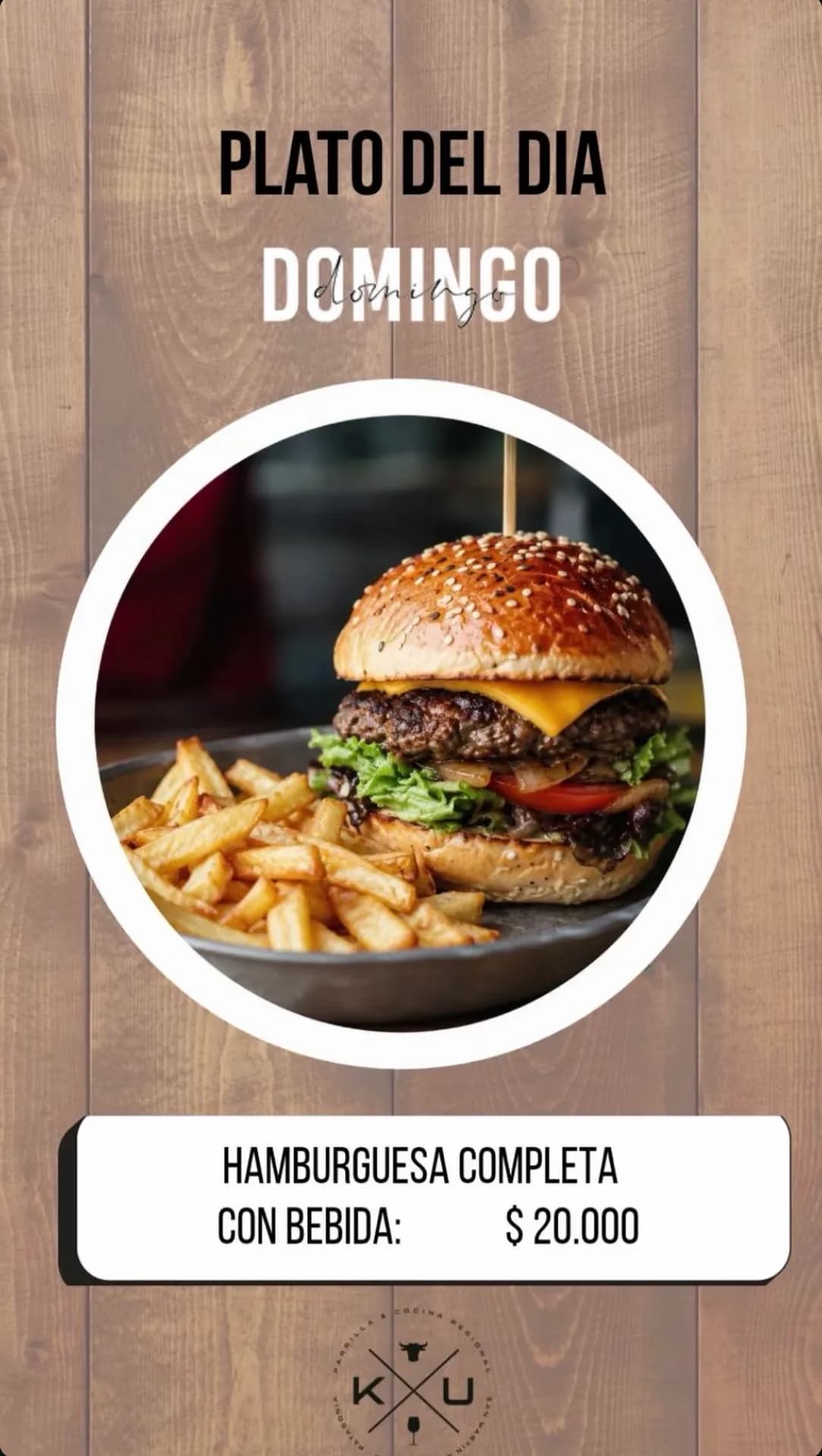 Hamburguesa completa con bebida a $20.000, imagen 1