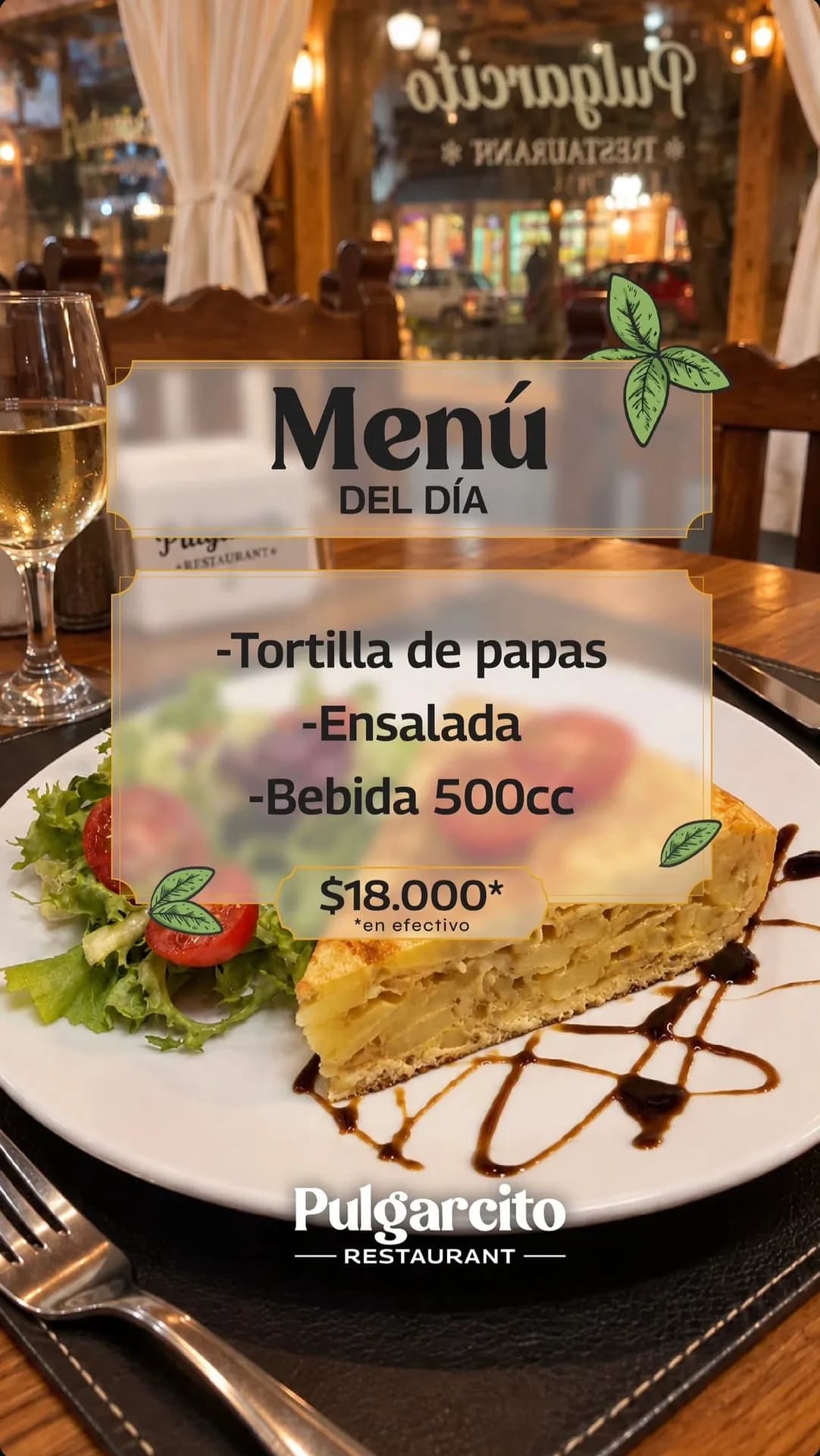 Menú del día con tortilla de papas por $18.000, imagen 1