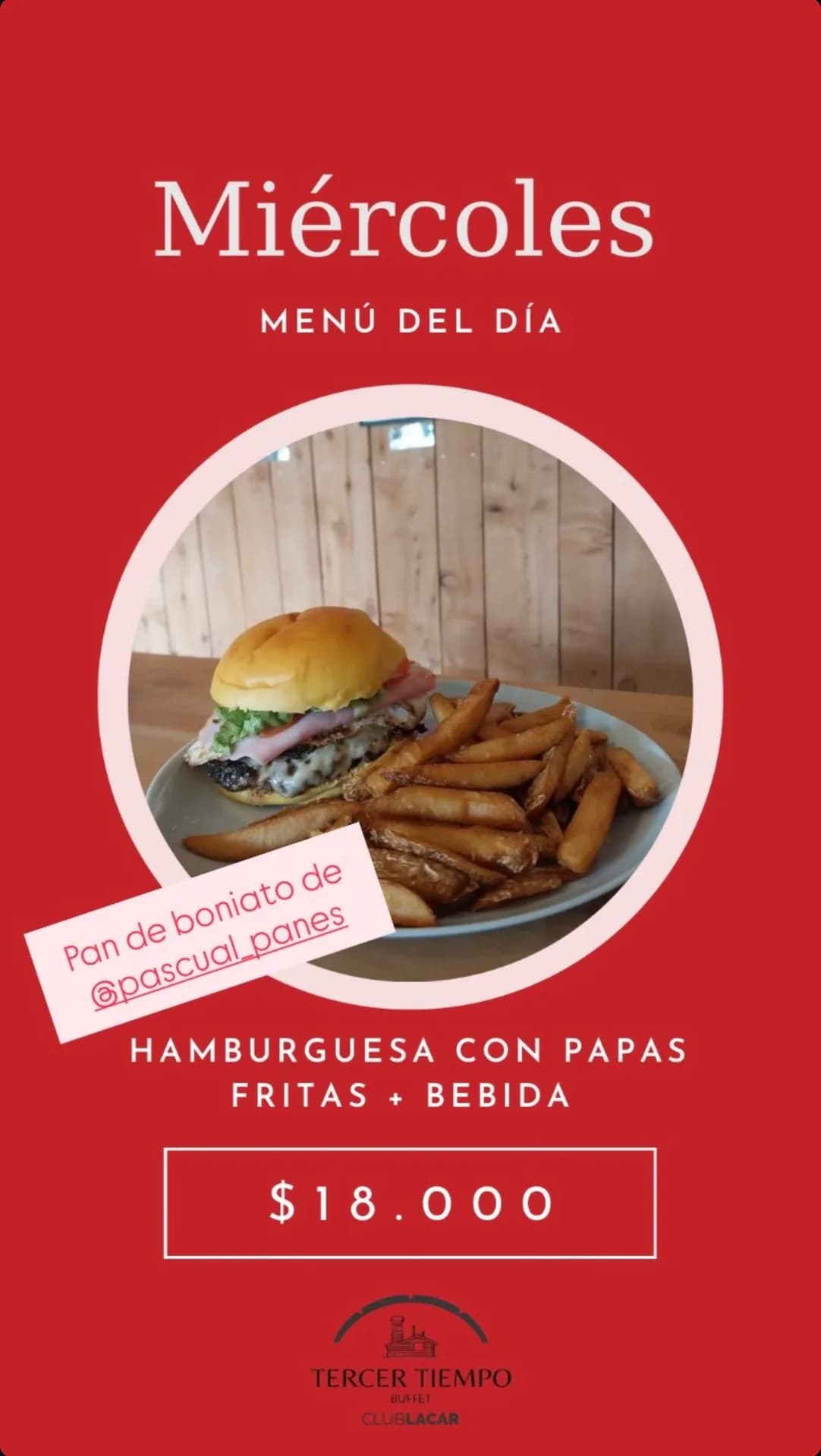 Menú del día: hamburguesa con papas y bebida por $18.000, imagen 1