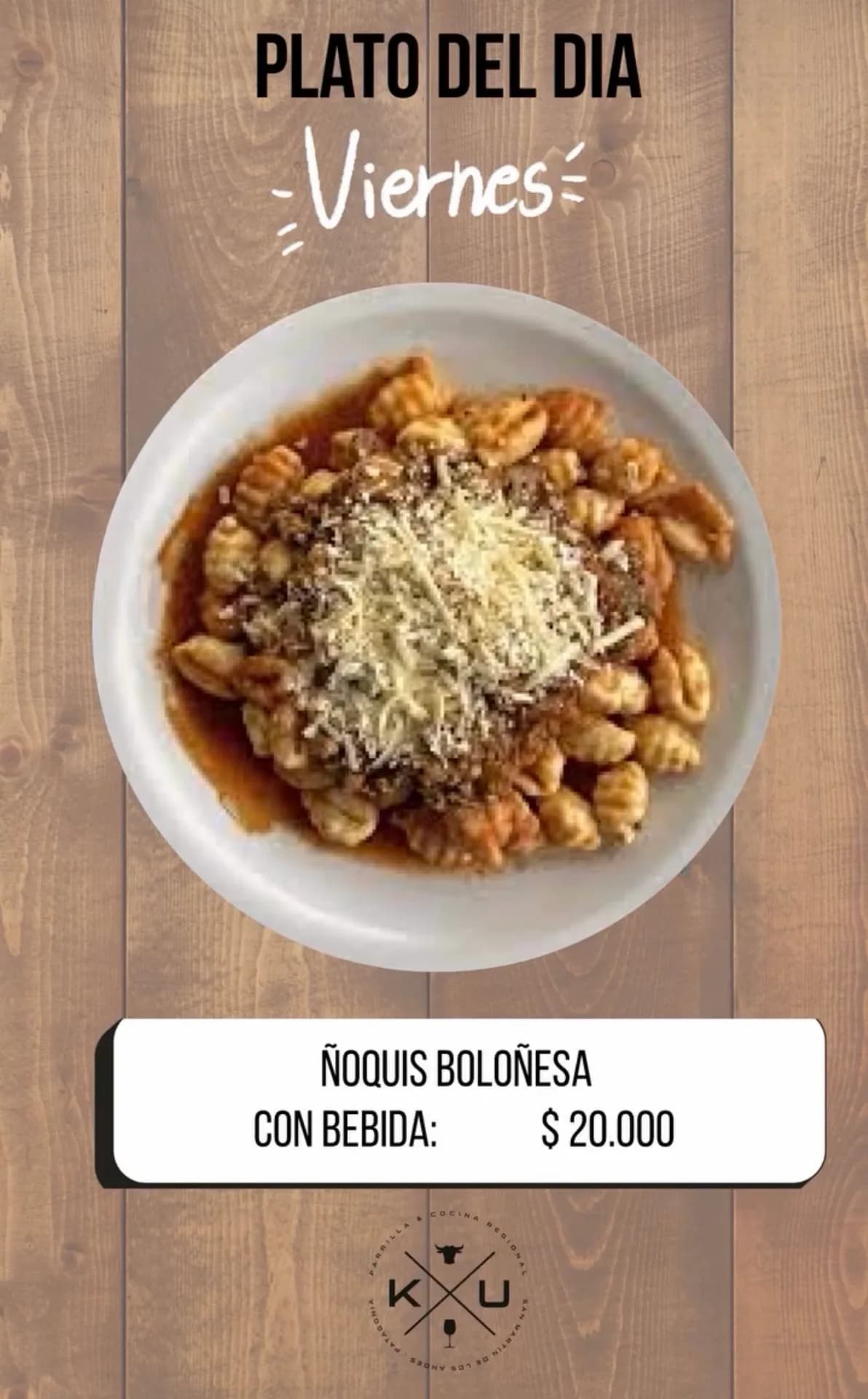 Ñoquis boloñesa con bebida por $20.000, imagen 1