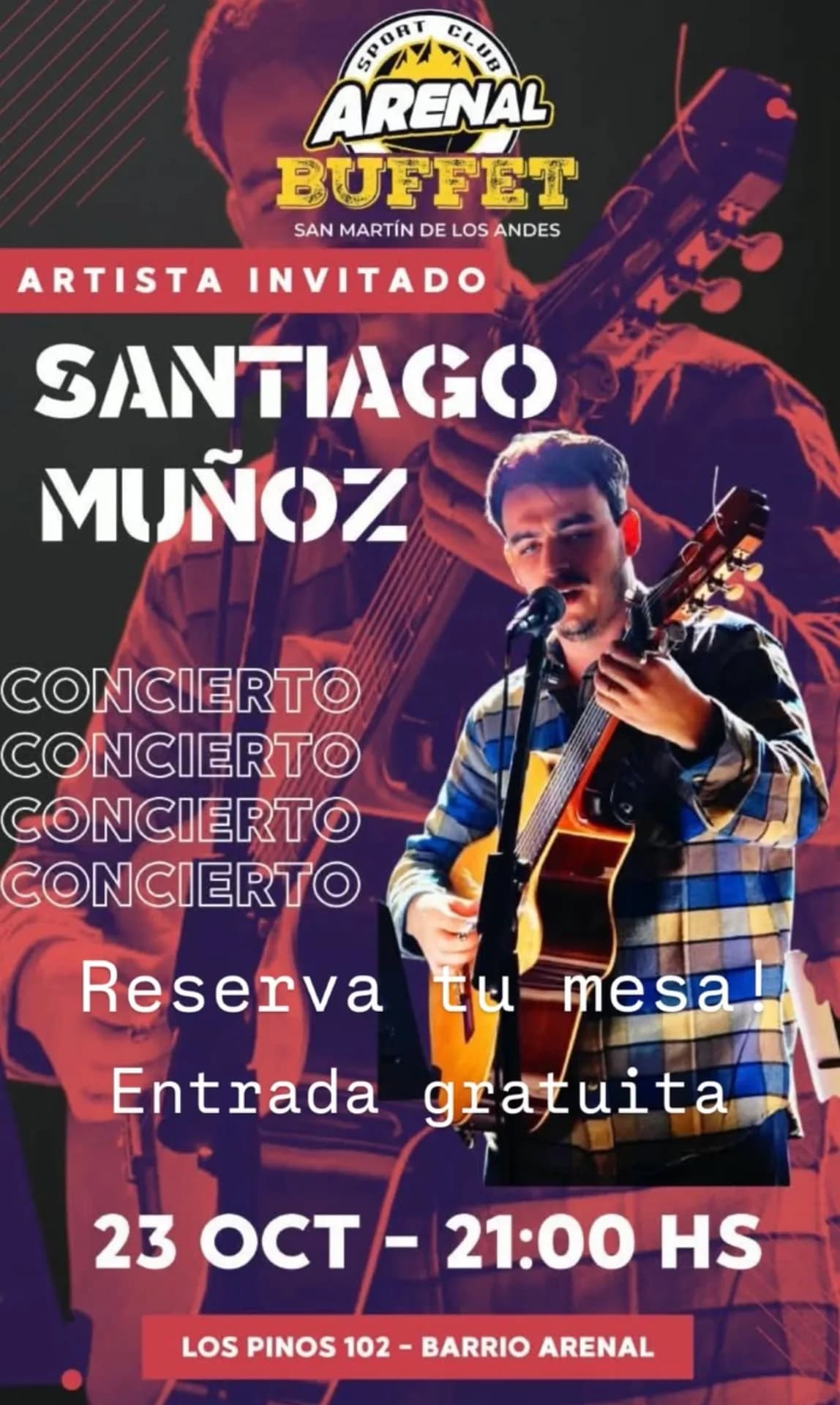Santiago Muñoz dará un concierto en El Buffet del Sport Club Arenal, imagen 1