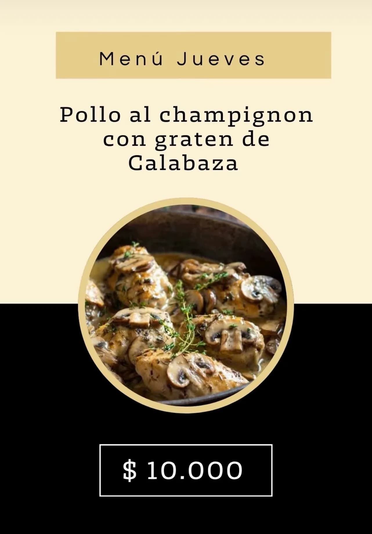 Pollo al champignon con gratén de calabaza, imagen 1