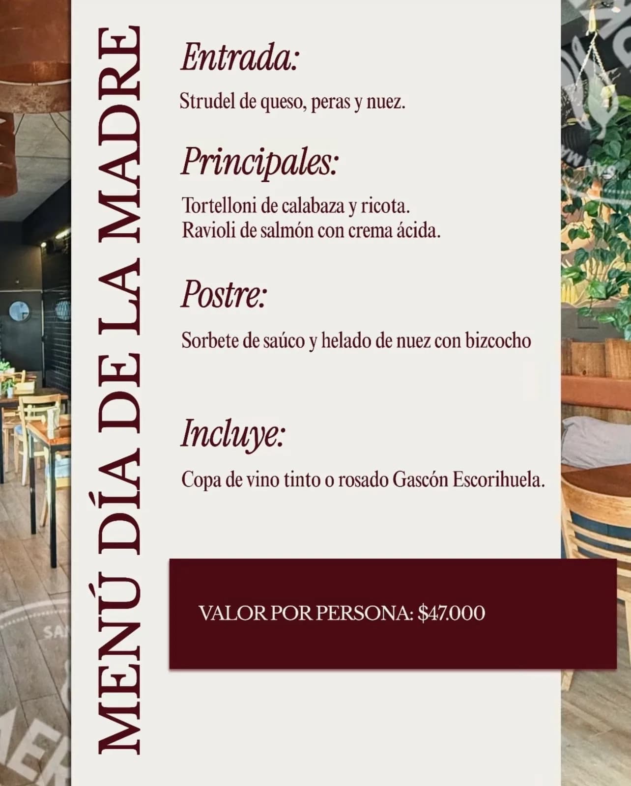 Menú del Día de la Madre por $47.000, imagen 1