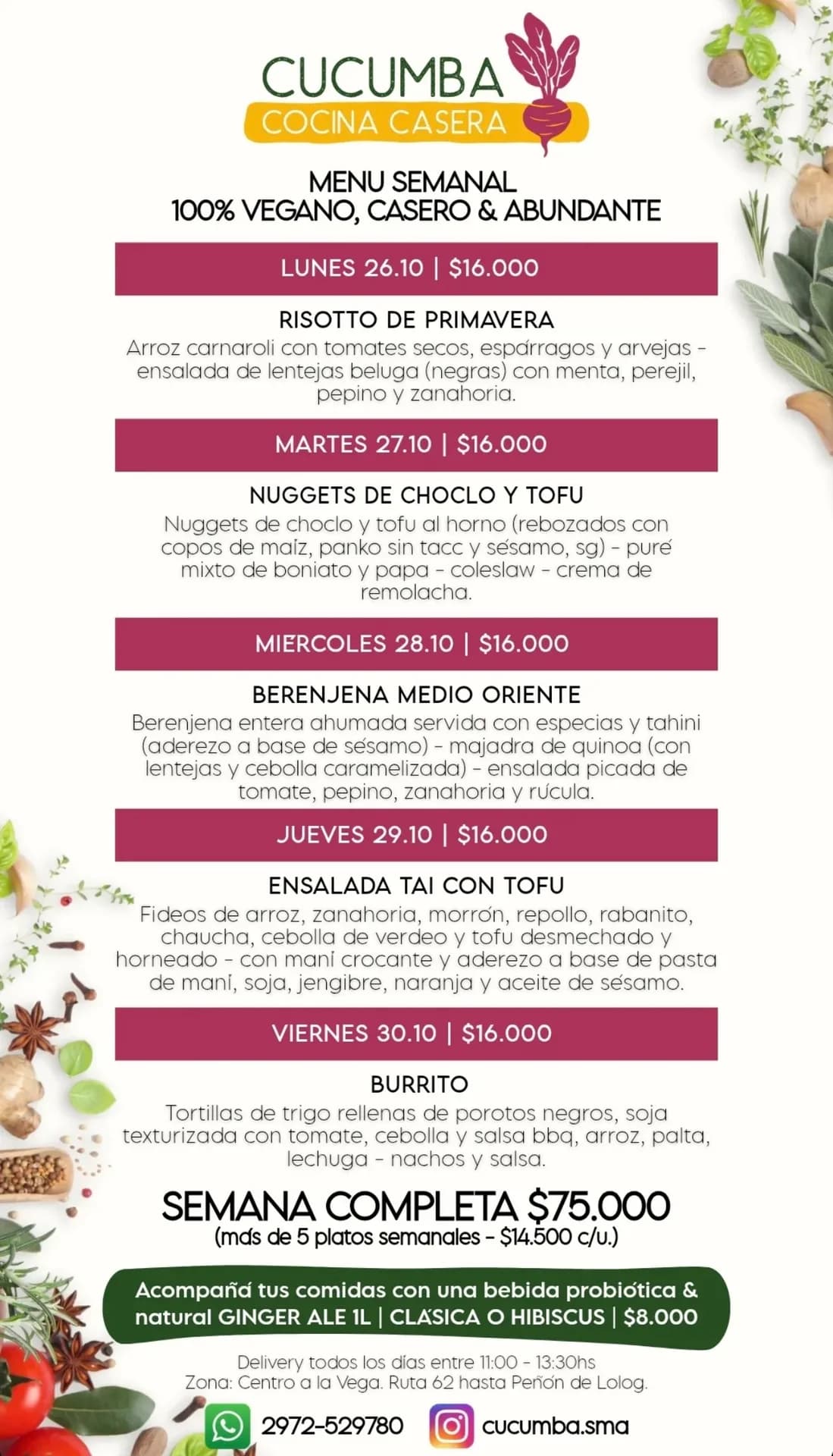 Menú semanal vegano de Cucumba, imagen 1