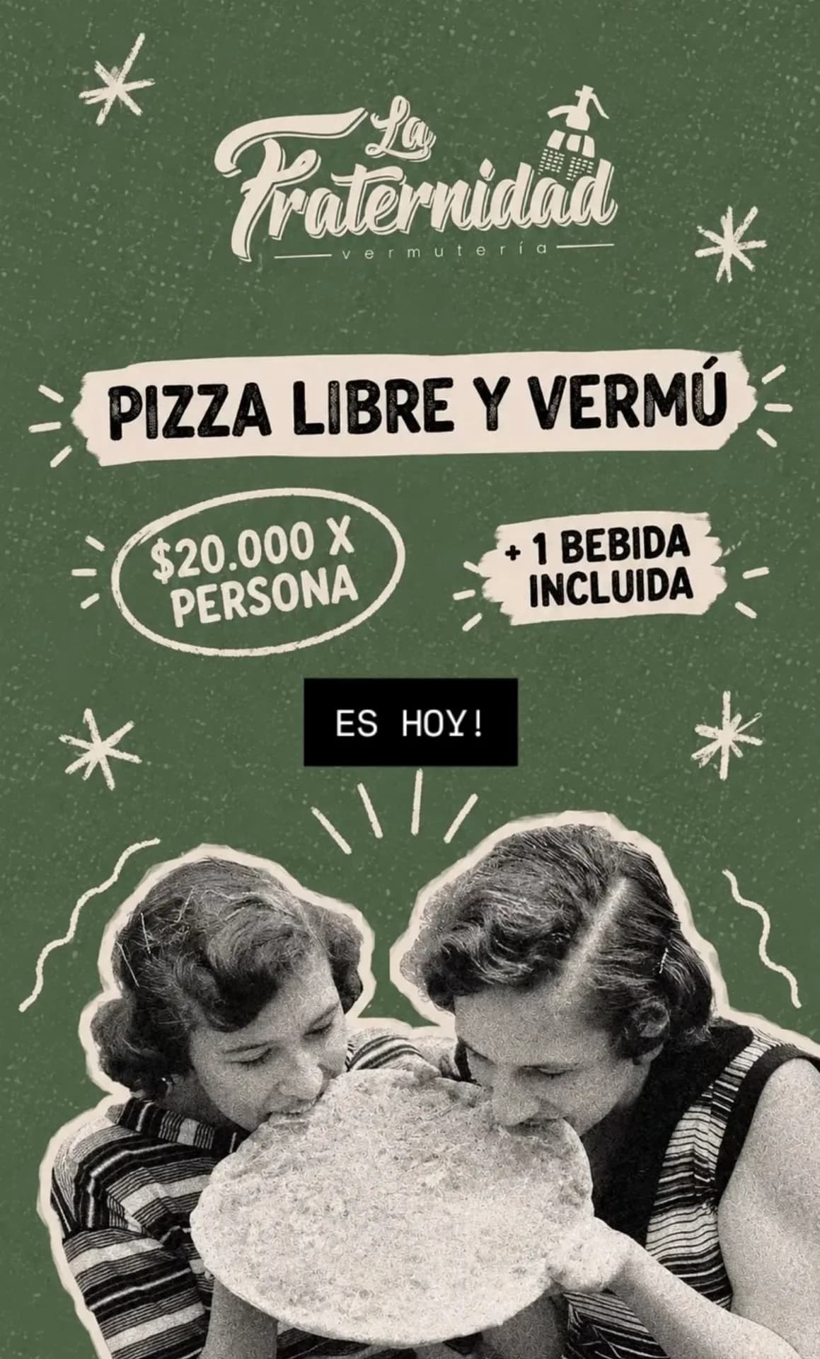 Pizza libre y vermú por $20.000 en La Fraternidad, imagen 1