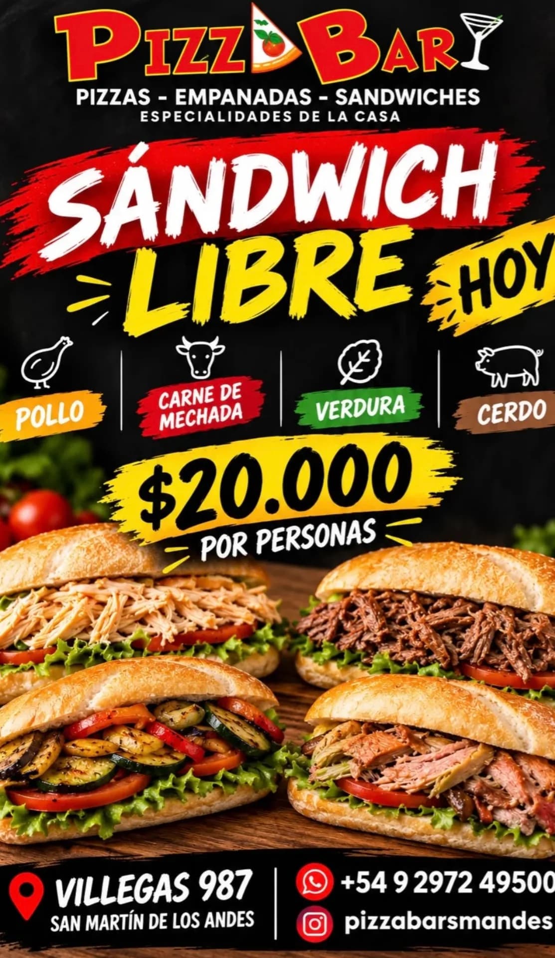 Sándwich libre a $20.000 en PIZZA BAR, imagen 1