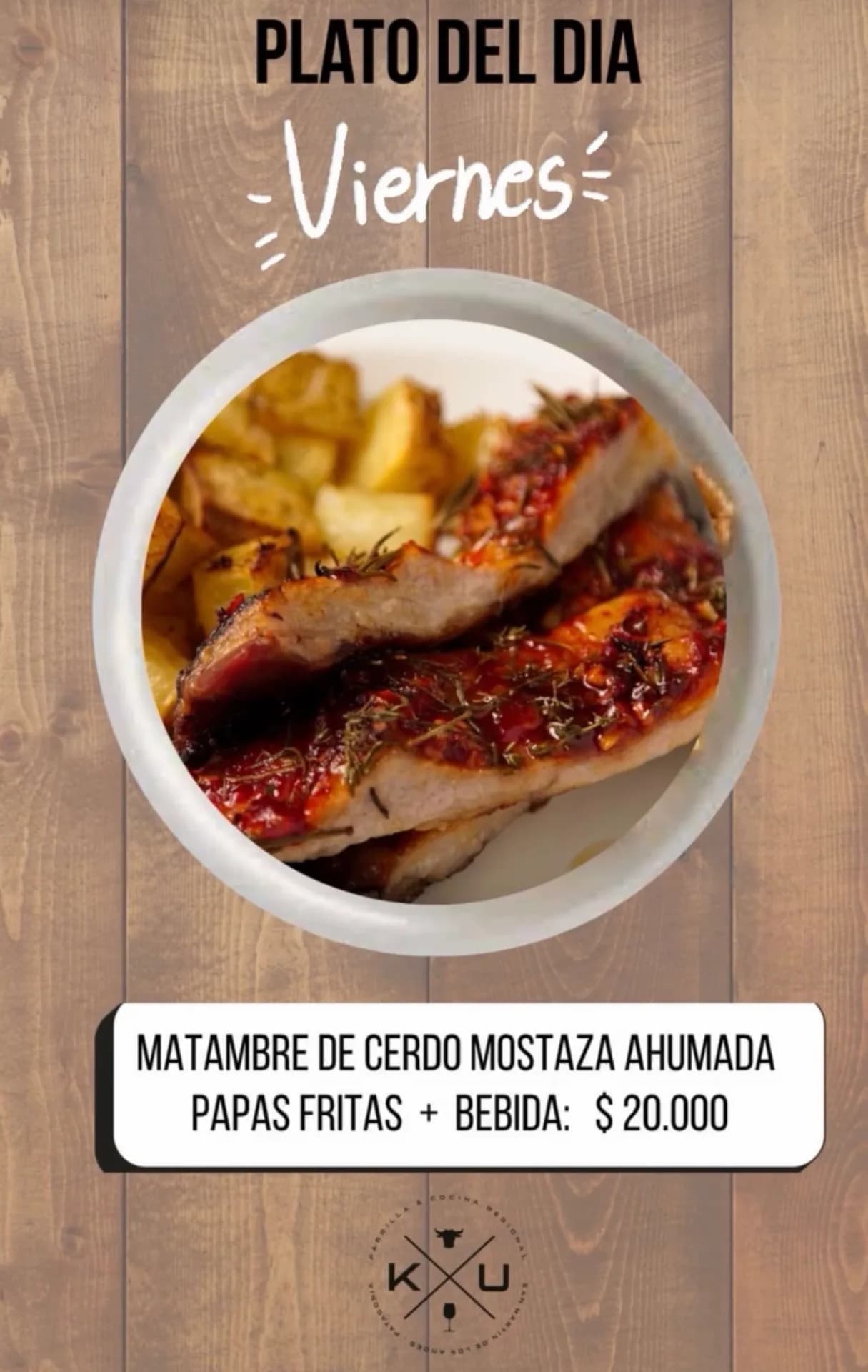 Matambre de cerdo con papas fritas y bebida, imagen 1
