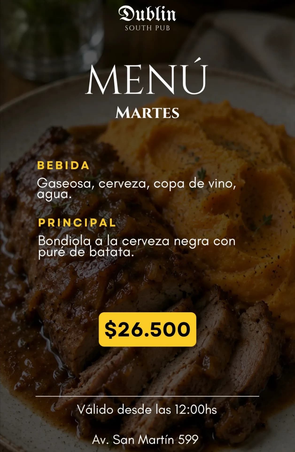 Menú de martes con bondiola a la cerveza negra, imagen 1