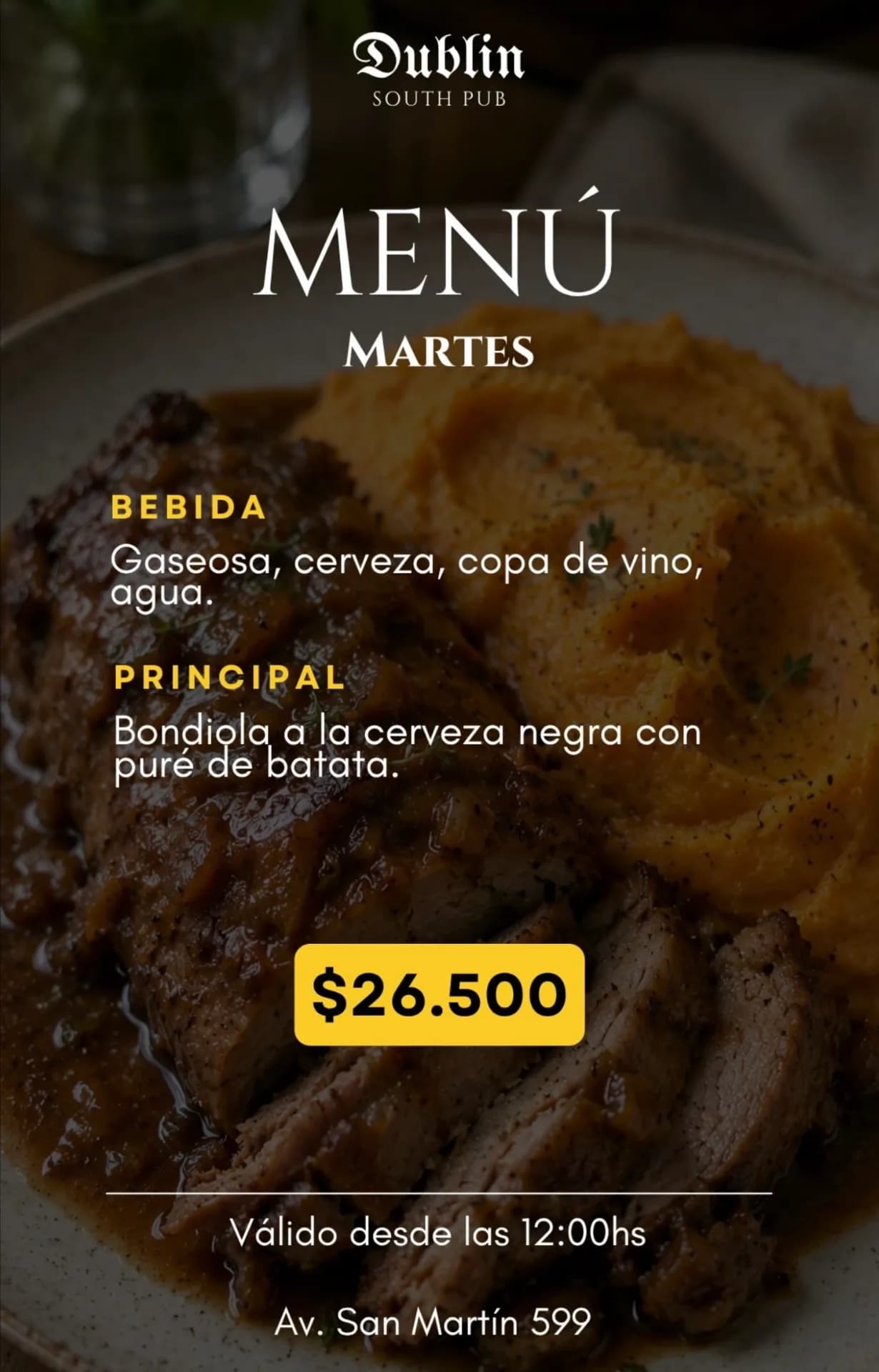 Menú de martes con bondiola a la cerveza negra, imagen 1