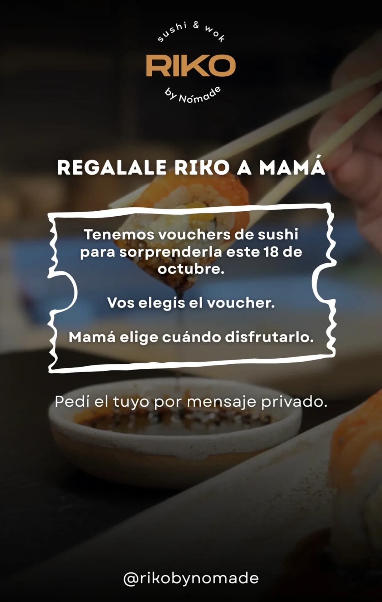 Vouchers de sushi para regalarle a mamá