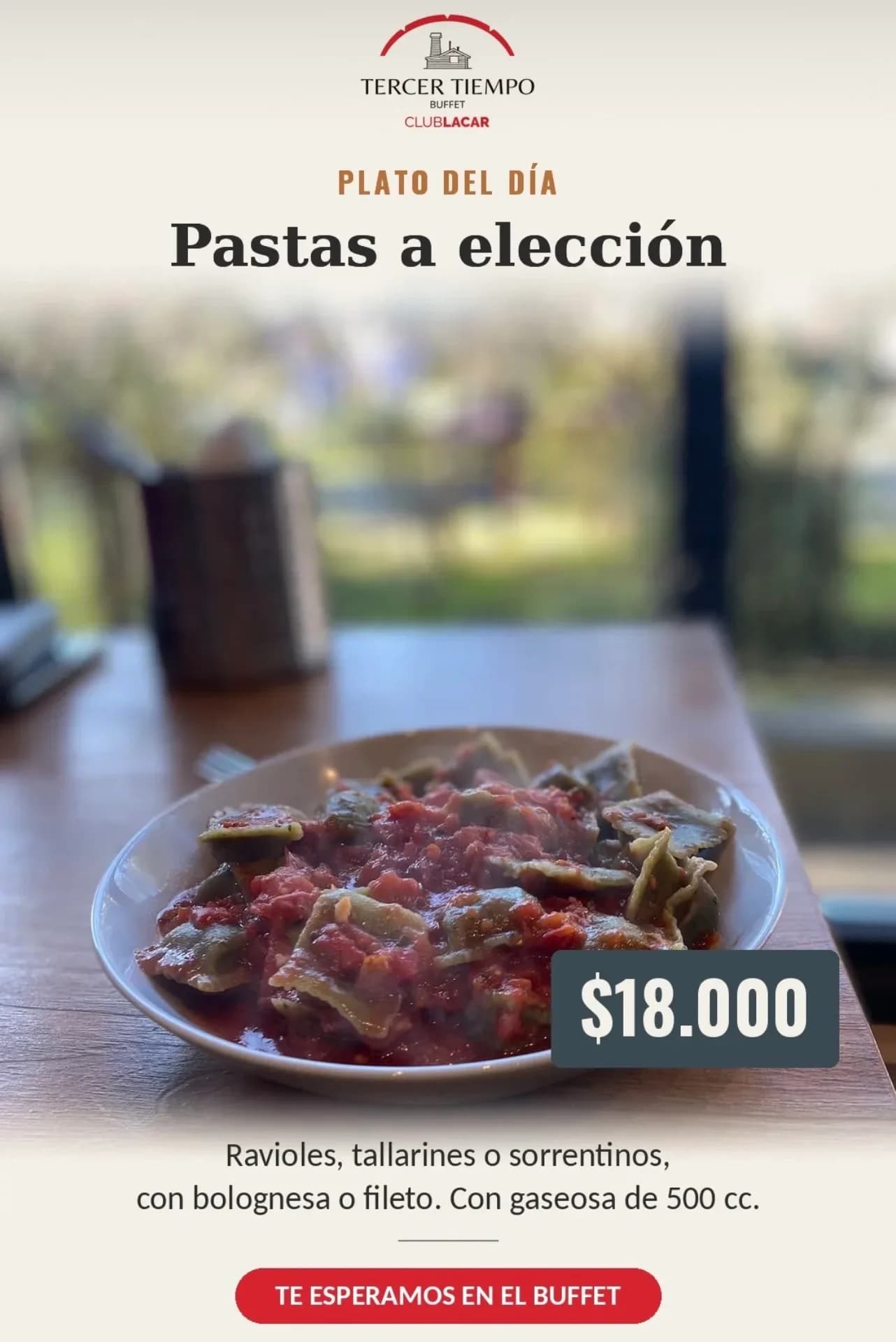 Pastas a elección por $18.000 en Tercer Tiempo, imagen 1
