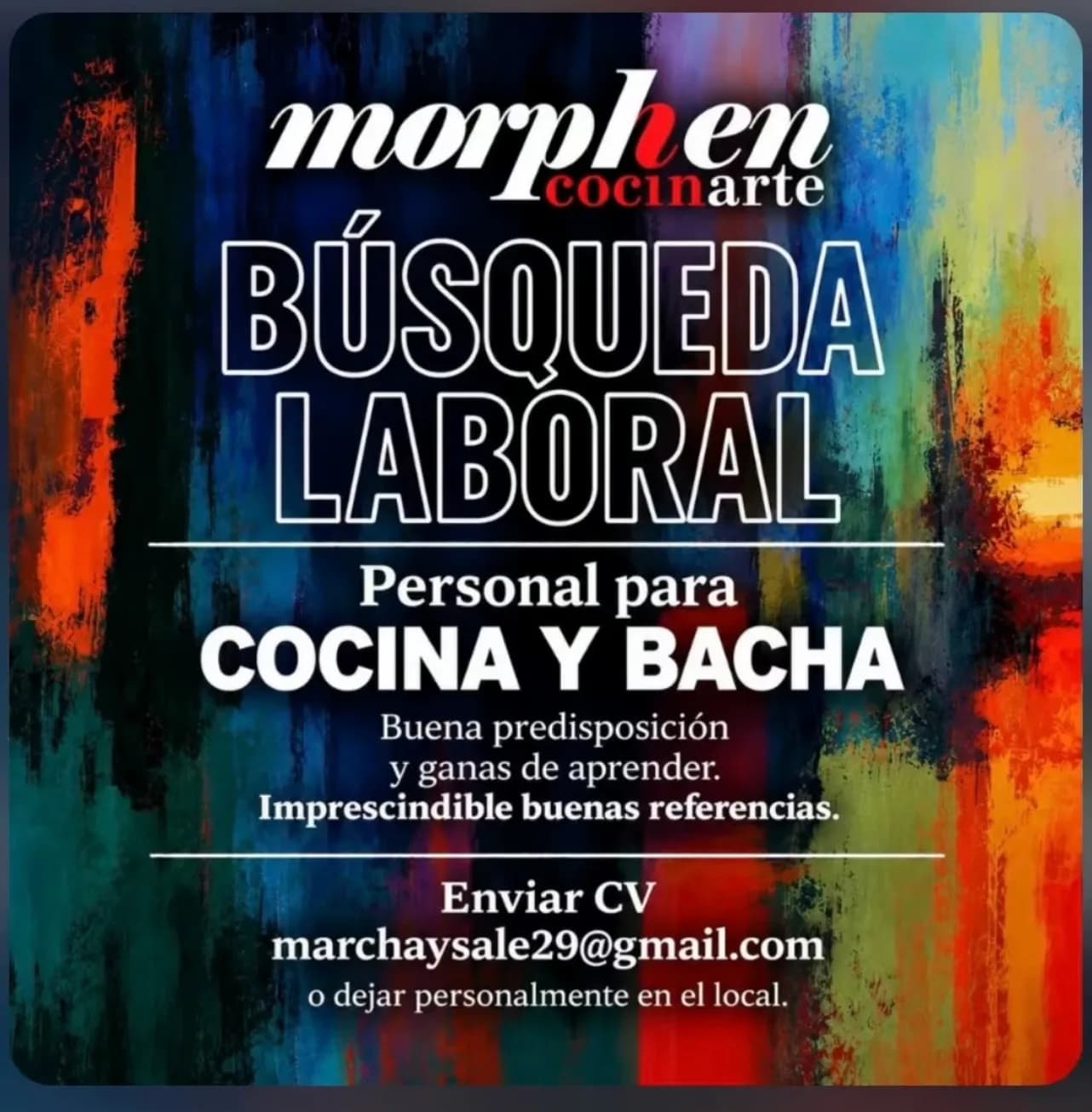 Morphen busca personal para cocina y bacha, imagen 1