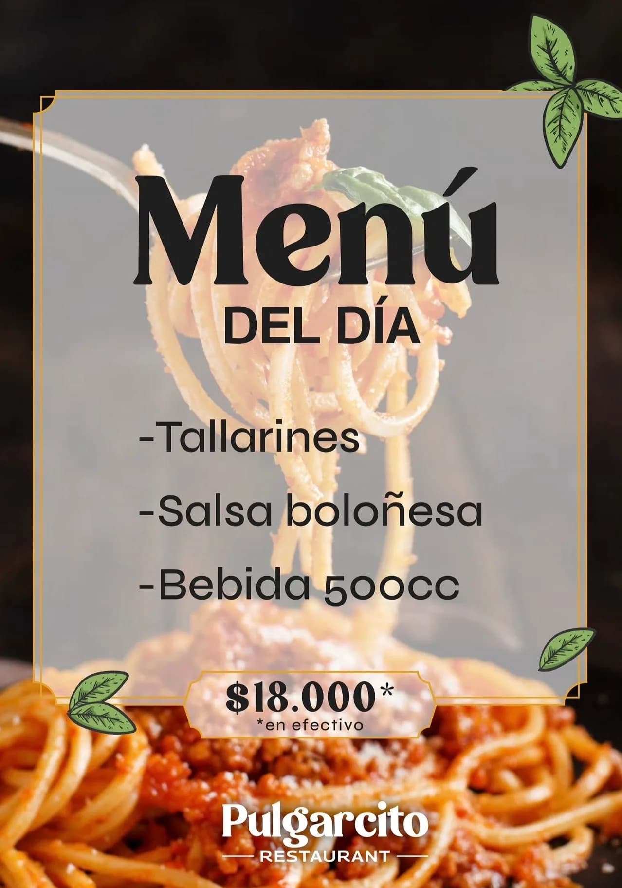 Menú del día: tallarines con salsa boloñesa y bebida, imagen 1