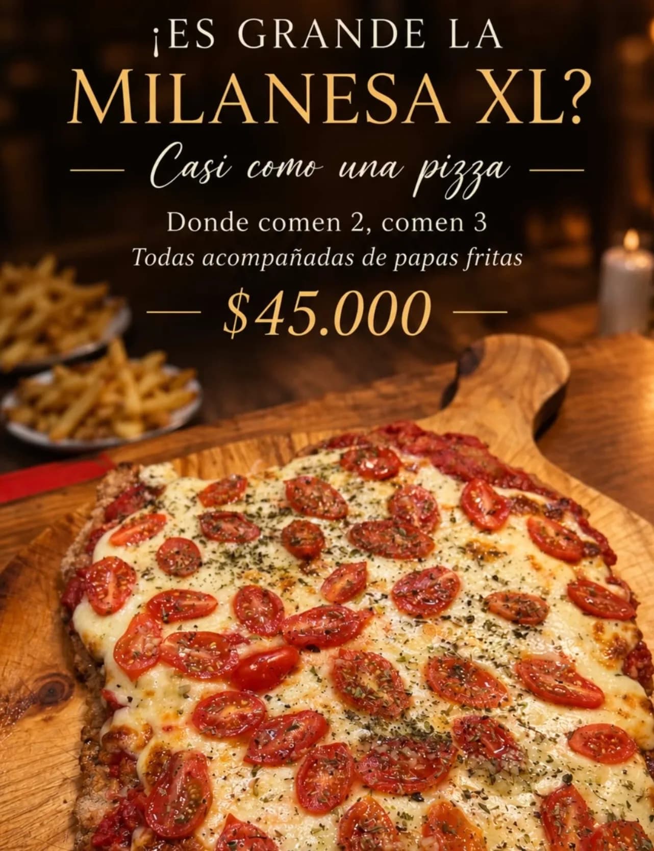 Milanesa XL con papas fritas por $45.000, imagen 1