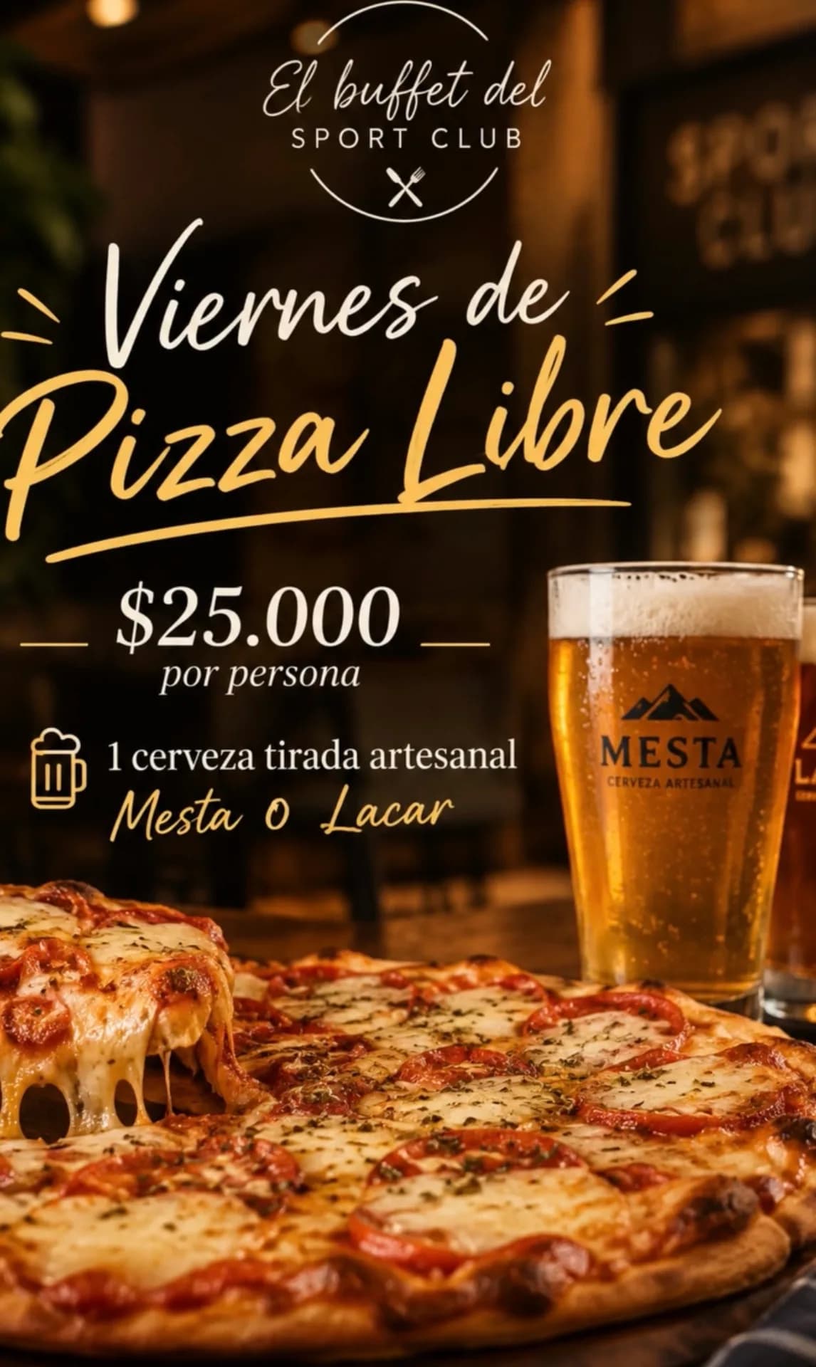 Pizza libre con cerveza artesanal a $25.000, imagen 1