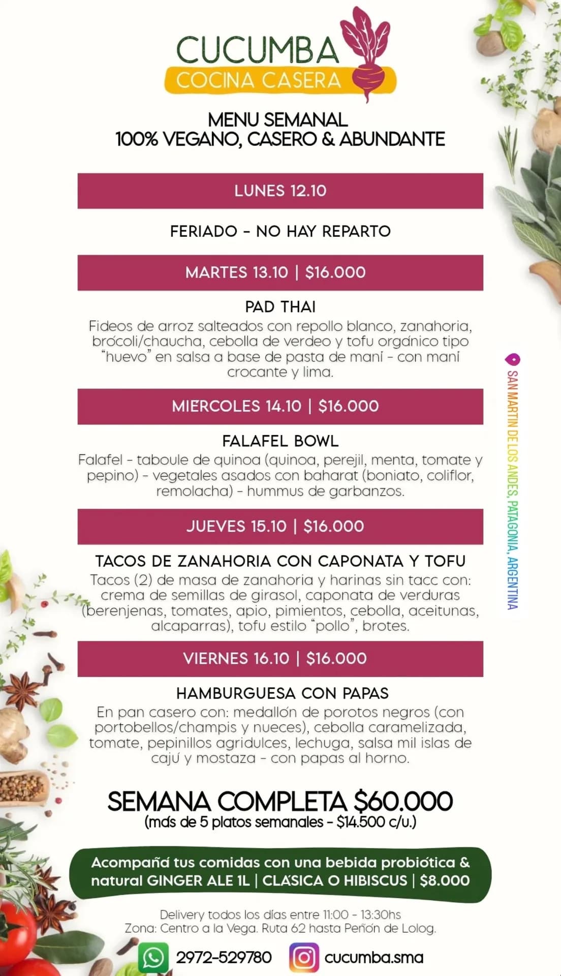 Menú vegano semanal de Cucumba, imagen 1