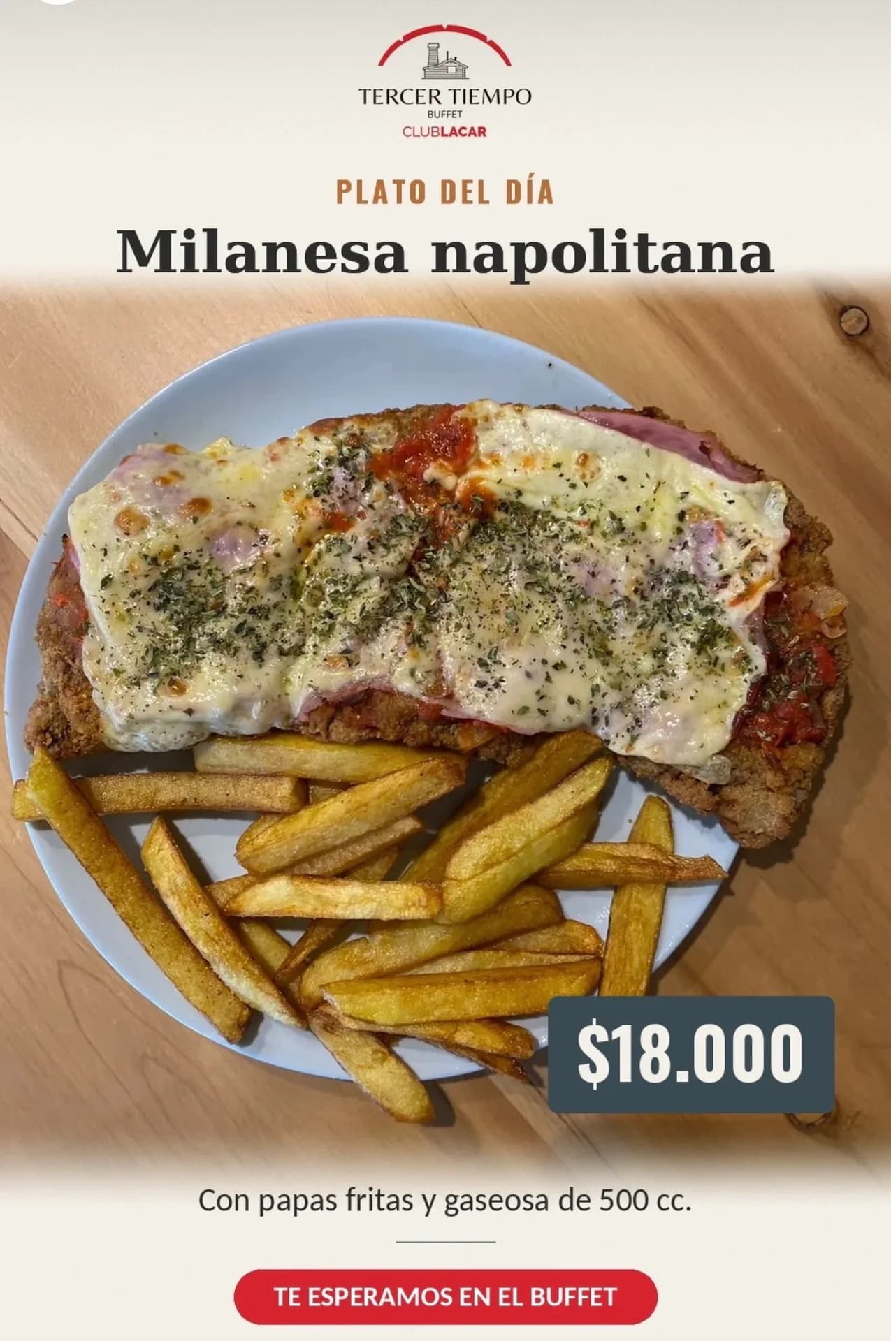Milanesa napolitana con papas y gaseosa, imagen 1